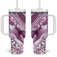 Personalised New Zealand Aotearoa Darts Masters Tumbler With Handle Maori Art Tattoo with Tribal Dart Symbol Pink LT03 One Size: 40 oz Pink - Polynesian Pride