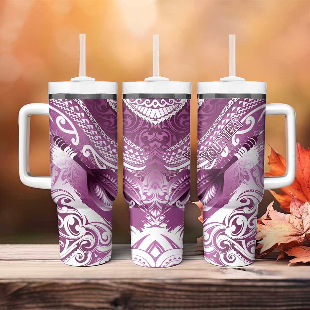 Personalised New Zealand Aotearoa Darts Masters Tumbler With Handle Maori Art Tattoo with Tribal Dart Symbol Pink LT03 - Polynesian Pride