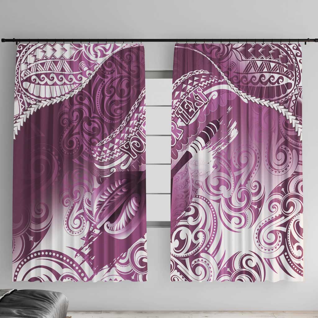 Personalised New Zealand Aotearoa Darts Masters Window Curtain Maori Art Tattoo with Tribal Dart Symbol Pink LT03 With Hooks Pink - Polynesian Pride