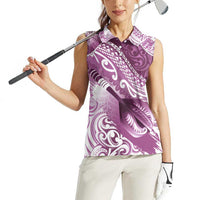 Personalised New Zealand Aotearoa Darts Masters Women Sleeveless Polo Shirt Maori Art Tattoo with Tribal Dart Symbol Pink LT03 - Polynesian Pride