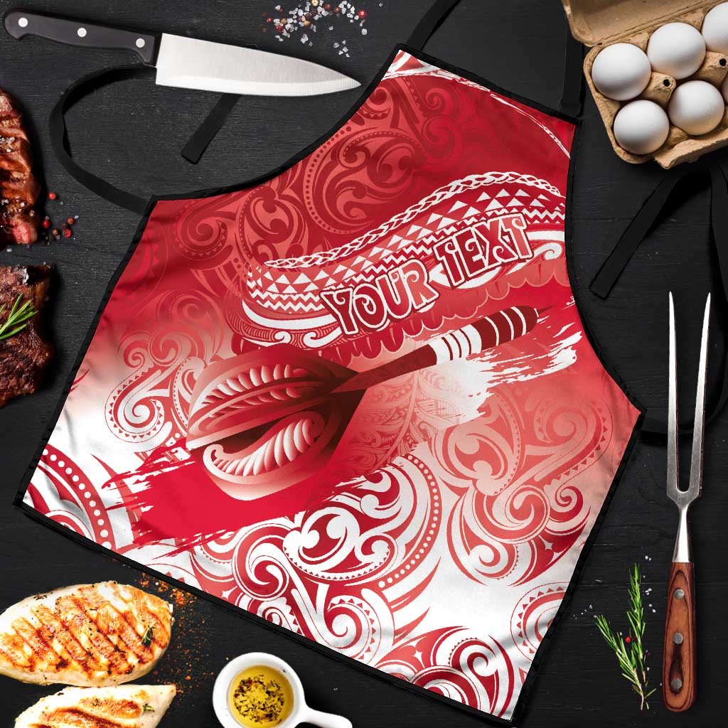 Personalised New Zealand Aotearoa Darts Masters Apron Maori Art Tattoo with Tribal Dart Symbol Red LT03 Red - Polynesian Pride