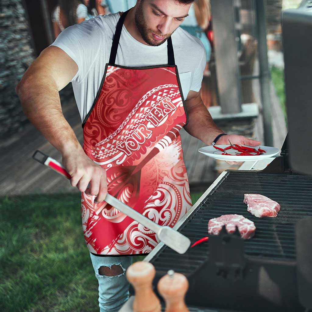 Personalised New Zealand Aotearoa Darts Masters Apron Maori Art Tattoo with Tribal Dart Symbol Red LT03 - Polynesian Pride