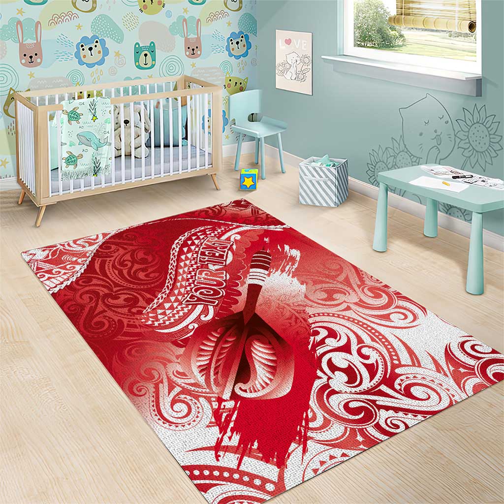 Personalised New Zealand Aotearoa Darts Masters Area Rug Maori Art Tattoo with Tribal Dart Symbol Red - Polynesian Pride