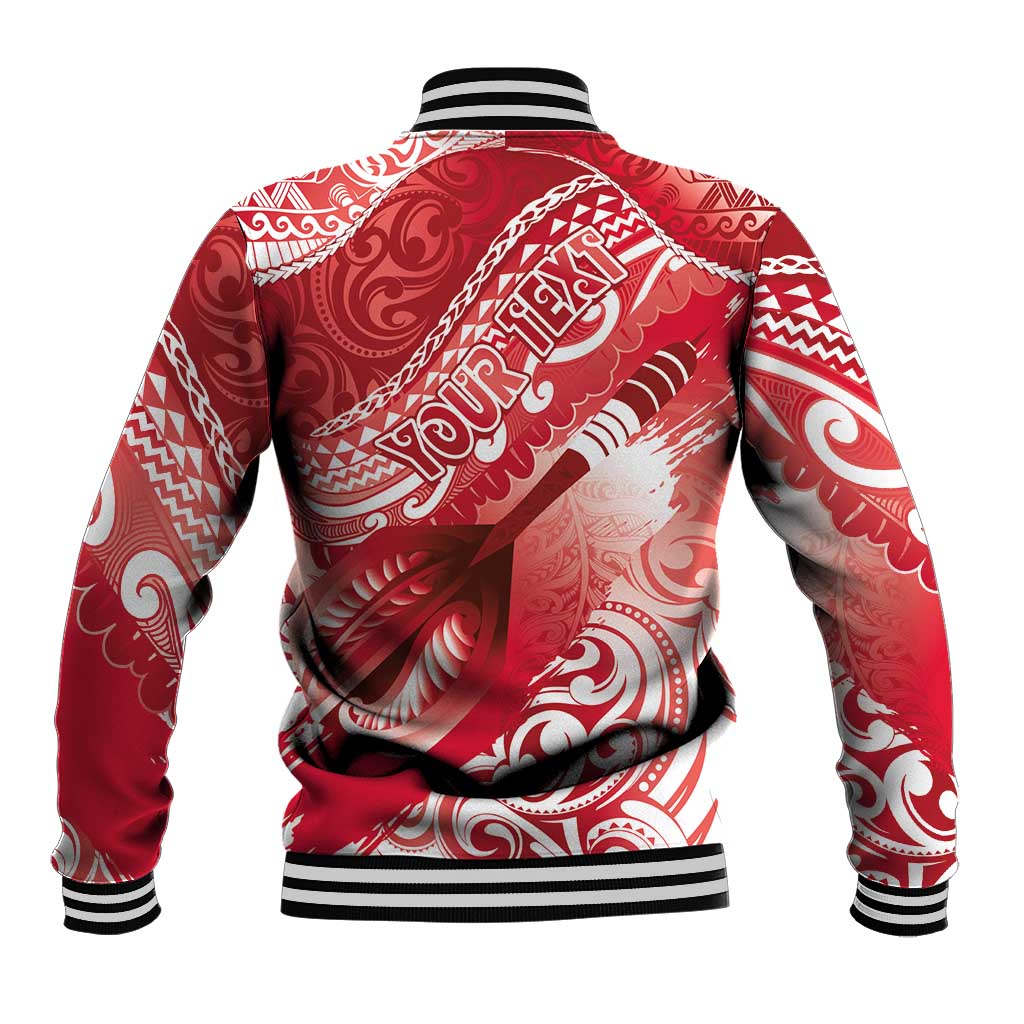 Personalised New Zealand Aotearoa Darts Masters Baseball Jacket Maori Art Tattoo with Tribal Dart Symbol Red LT03 - Polynesian Pride