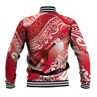 Personalised New Zealand Aotearoa Darts Masters Baseball Jacket Maori Art Tattoo with Tribal Dart Symbol Red LT03 - Polynesian Pride