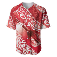 Personalised New Zealand Aotearoa Darts Masters Baseball Jersey Maori Art Tattoo with Tribal Dart Symbol Red LT03 Red - Polynesian Pride