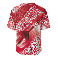 Personalised New Zealand Aotearoa Darts Masters Baseball Jersey Maori Art Tattoo with Tribal Dart Symbol Red LT03 - Polynesian Pride