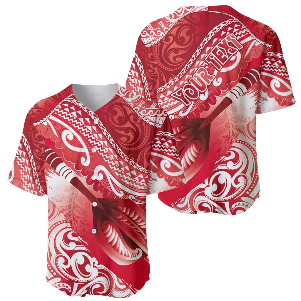 Personalised New Zealand Aotearoa Darts Masters Baseball Jersey Maori Art Tattoo with Tribal Dart Symbol Red LT03 - Polynesian Pride