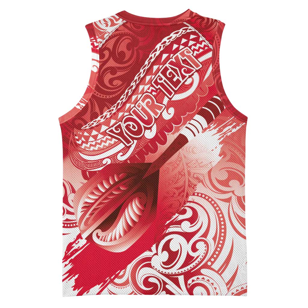 Personalised New Zealand Aotearoa Darts Masters Basketball Jersey Maori Art Tattoo with Tribal Dart Symbol Red LT03 - Polynesian Pride