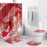 Personalised New Zealand Aotearoa Darts Masters Bathroom Set Maori Art Tattoo with Tribal Dart Symbol Red LT03 Bathroom Set (4 pcs) Red - Polynesian Pride