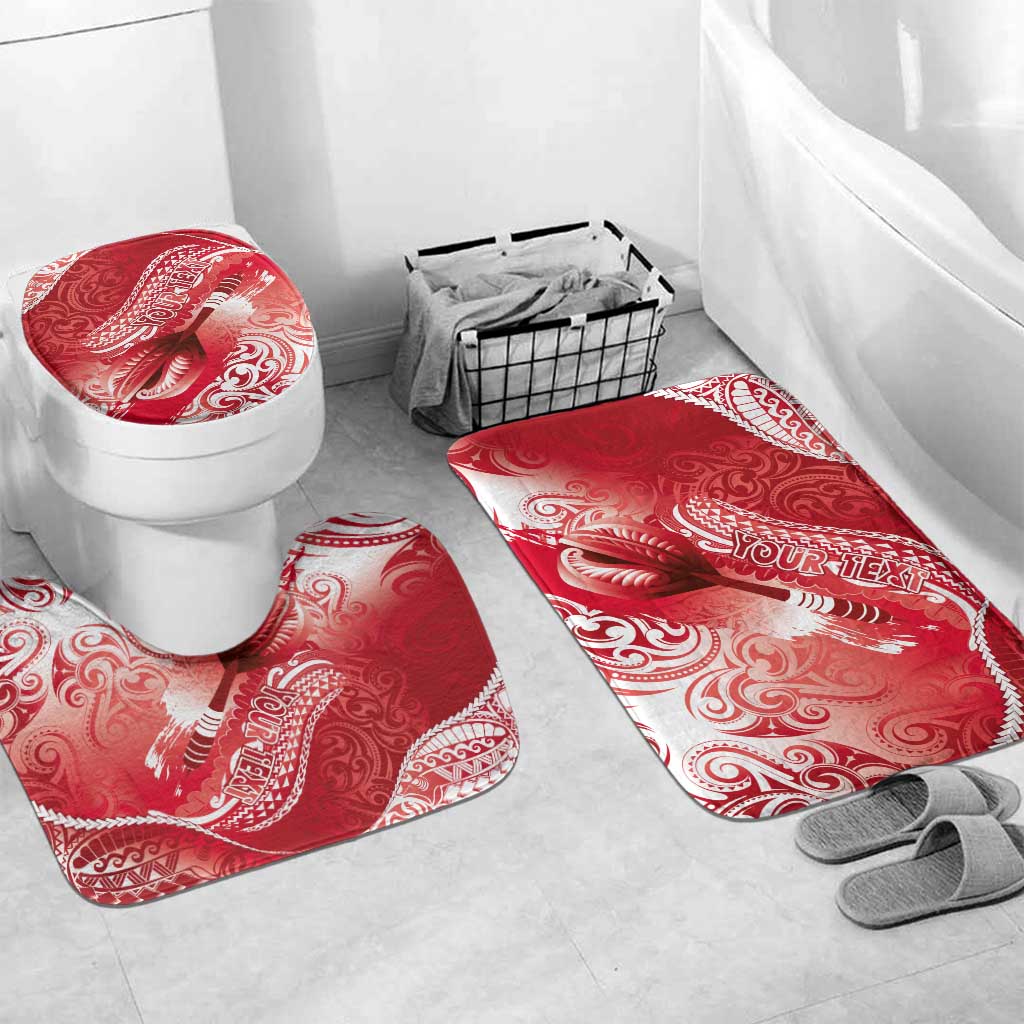 Personalised New Zealand Aotearoa Darts Masters Bathroom Set Maori Art Tattoo with Tribal Dart Symbol Red LT03 Mat Set Only (3 pcs) One Size Red - Polynesian Pride