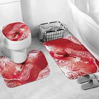 Personalised New Zealand Aotearoa Darts Masters Bathroom Set Maori Art Tattoo with Tribal Dart Symbol Red LT03 Mat Set Only (3 pcs) One Size Red - Polynesian Pride