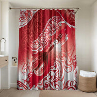 Personalised New Zealand Aotearoa Darts Masters Bathroom Set Maori Art Tattoo with Tribal Dart Symbol Red LT03 Shower Curtain Only Red - Polynesian Pride