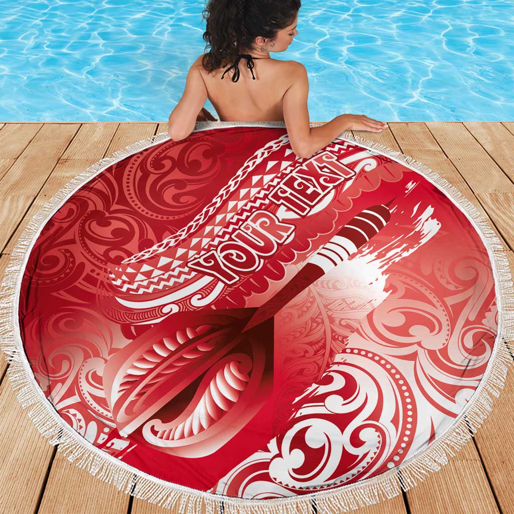 Personalised New Zealand Aotearoa Darts Masters Beach Blanket Maori Art Tattoo with Tribal Dart Symbol Red LT03 - Polynesian Pride