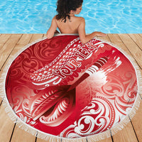 Personalised New Zealand Aotearoa Darts Masters Beach Blanket Maori Art Tattoo with Tribal Dart Symbol Red LT03 - Polynesian Pride