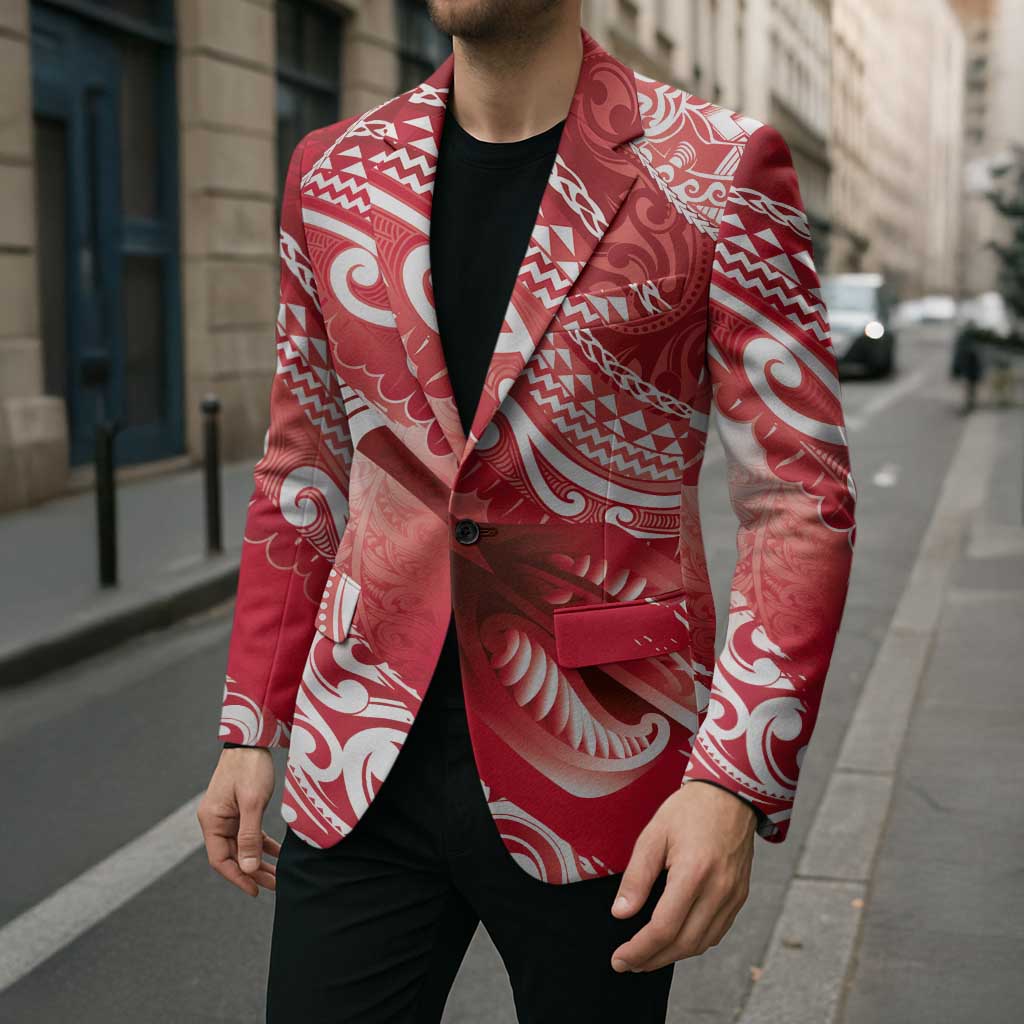Personalised New Zealand Aotearoa Darts Masters Blazer Maori Art Tattoo with Tribal Dart Symbol Red LT03 - Polynesian Pride