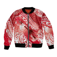 Personalised New Zealand Aotearoa Darts Masters Bomber Jacket Maori Art Tattoo with Tribal Dart Symbol Red LT03 Unisex Red - Polynesian Pride