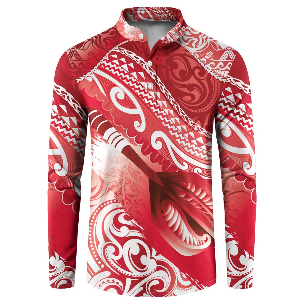 Personalised New Zealand Aotearoa Darts Masters Button Sweatshirt Maori Art Tattoo with Tribal Dart Symbol Red LT03 Red - Polynesian Pride