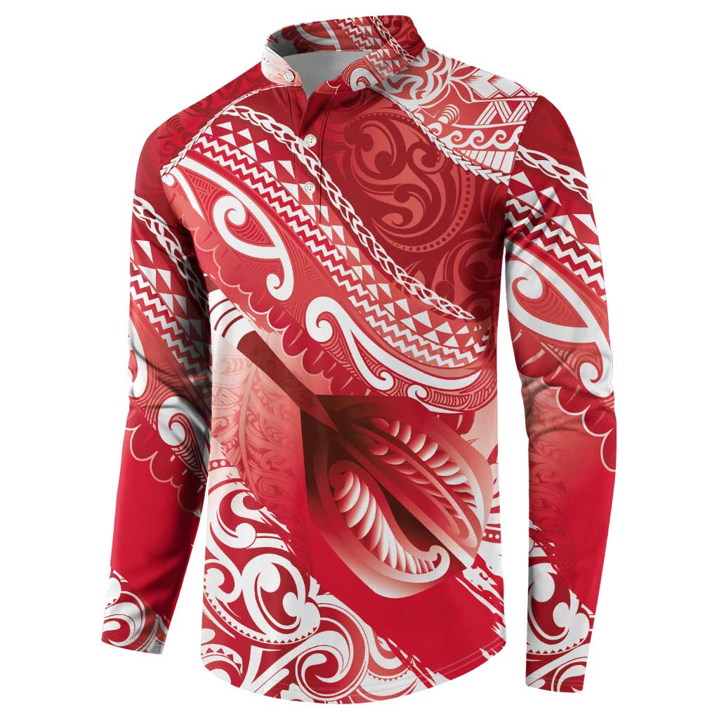 Personalised New Zealand Aotearoa Darts Masters Button Sweatshirt Maori Art Tattoo with Tribal Dart Symbol Red LT03 - Polynesian Pride