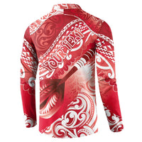 Personalised New Zealand Aotearoa Darts Masters Button Sweatshirt Maori Art Tattoo with Tribal Dart Symbol Red LT03 - Polynesian Pride