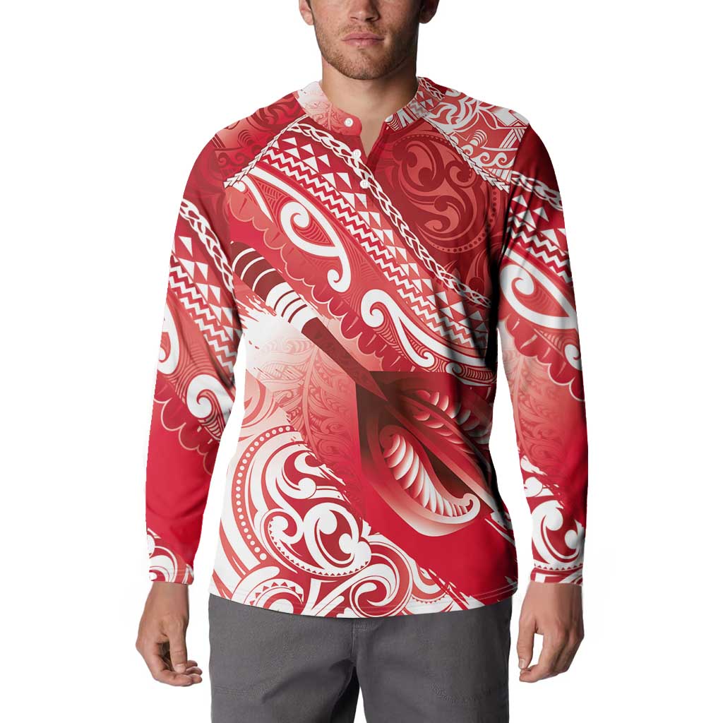 Personalised New Zealand Aotearoa Darts Masters Button Sweatshirt Maori Art Tattoo with Tribal Dart Symbol Red LT03 - Polynesian Pride