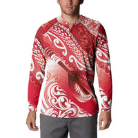 Personalised New Zealand Aotearoa Darts Masters Button Sweatshirt Maori Art Tattoo with Tribal Dart Symbol Red LT03 - Polynesian Pride