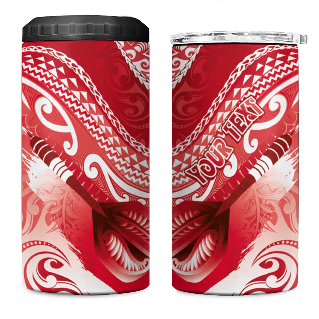 Personalised New Zealand Aotearoa Darts Masters 4 in 1 Can Cooler Tumbler Maori Art Tattoo with Tribal Dart Symbol Red LT03 One Size: 16 oz Red - Polynesian Pride