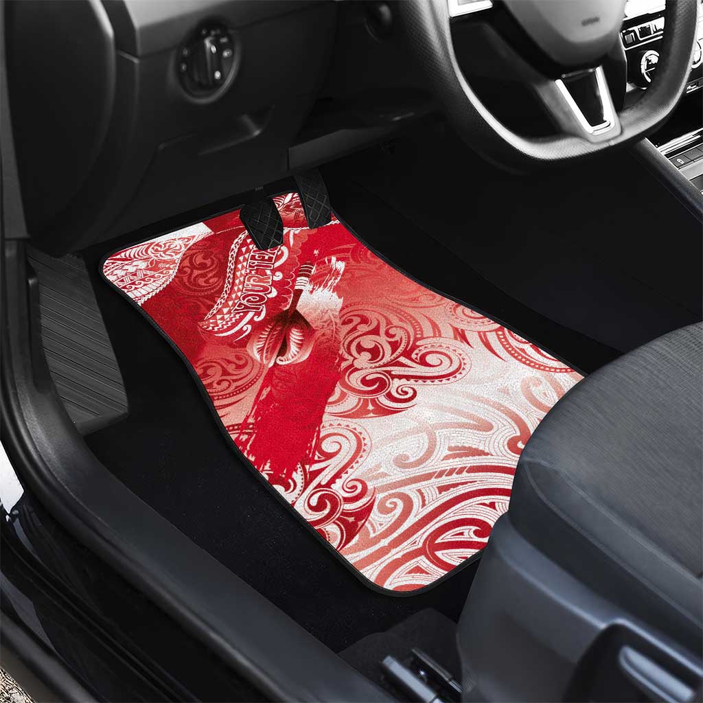 Personalised New Zealand Aotearoa Darts Masters Car Mats Maori Art Tattoo with Tribal Dart Symbol Red LT03 - Polynesian Pride