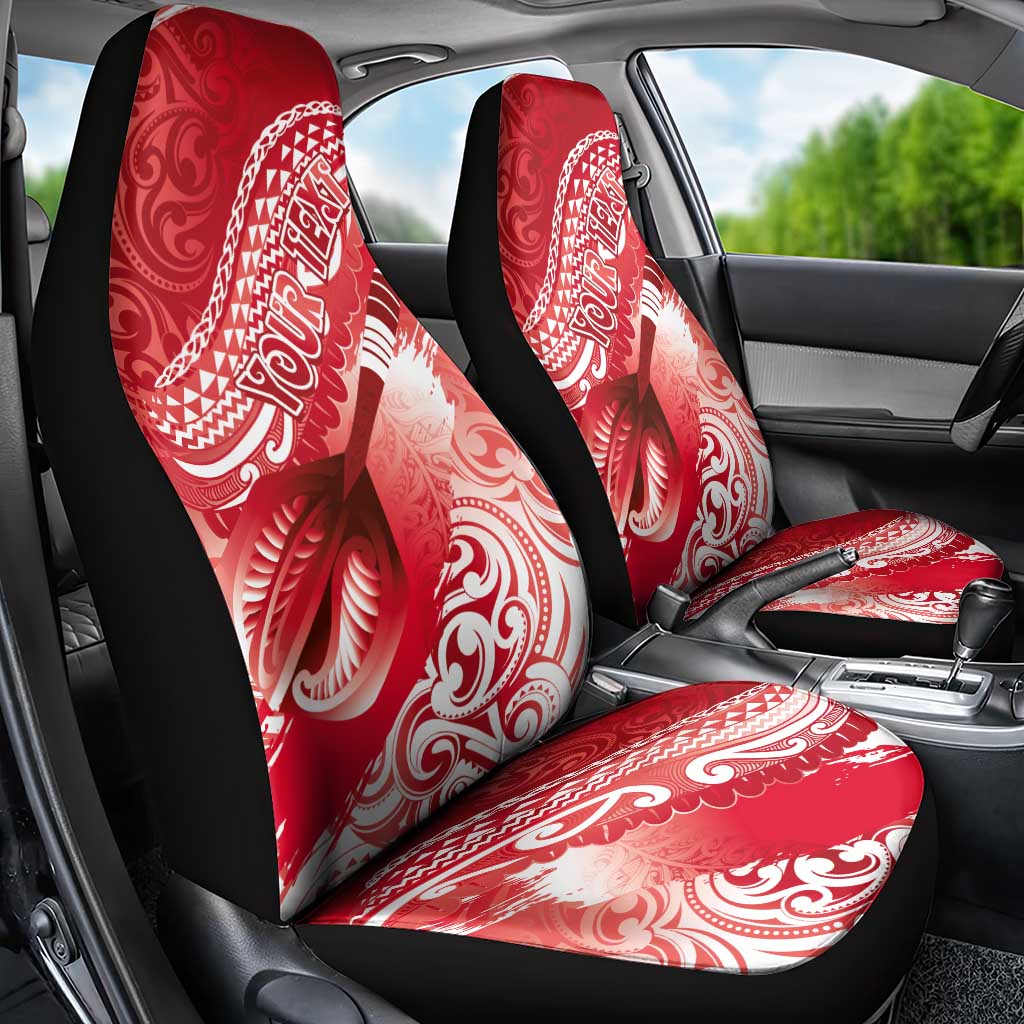 Personalised New Zealand Aotearoa Darts Masters Car Seat Cover Maori Art Tattoo with Tribal Dart Symbol Red LT03 - Polynesian Pride