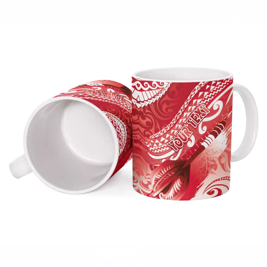 Personalised New Zealand Aotearoa Darts Masters Ceramic Mug Maori Art Tattoo with Tribal Dart Symbol Red LT03 - Polynesian Pride