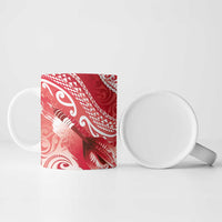 Personalised New Zealand Aotearoa Darts Masters Ceramic Mug Maori Art Tattoo with Tribal Dart Symbol Red LT03 - Polynesian Pride