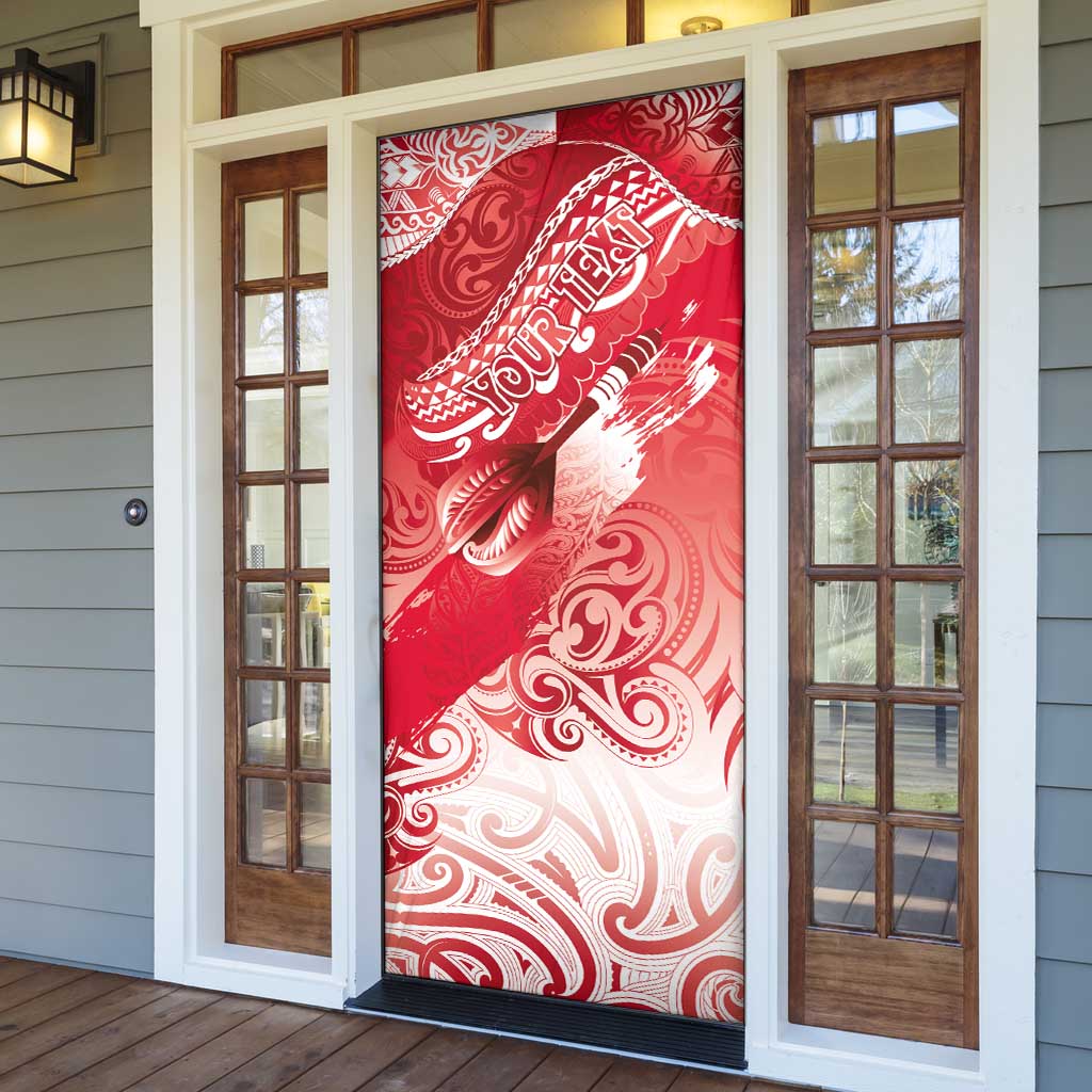 Personalised New Zealand Aotearoa Darts Masters Door Cover Maori Art Tattoo with Tribal Dart Symbol Red LT03 - Polynesian Pride
