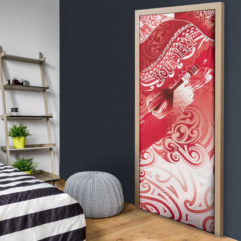 Personalised New Zealand Aotearoa Darts Masters Door Cover Maori Art Tattoo with Tribal Dart Symbol Red LT03 - Polynesian Pride