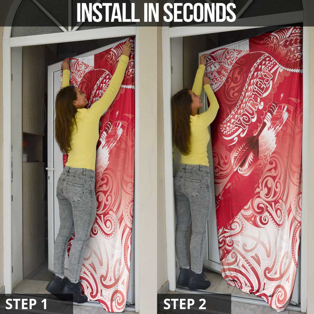 Personalised New Zealand Aotearoa Darts Masters Door Cover Maori Art Tattoo with Tribal Dart Symbol Red LT03 - Polynesian Pride