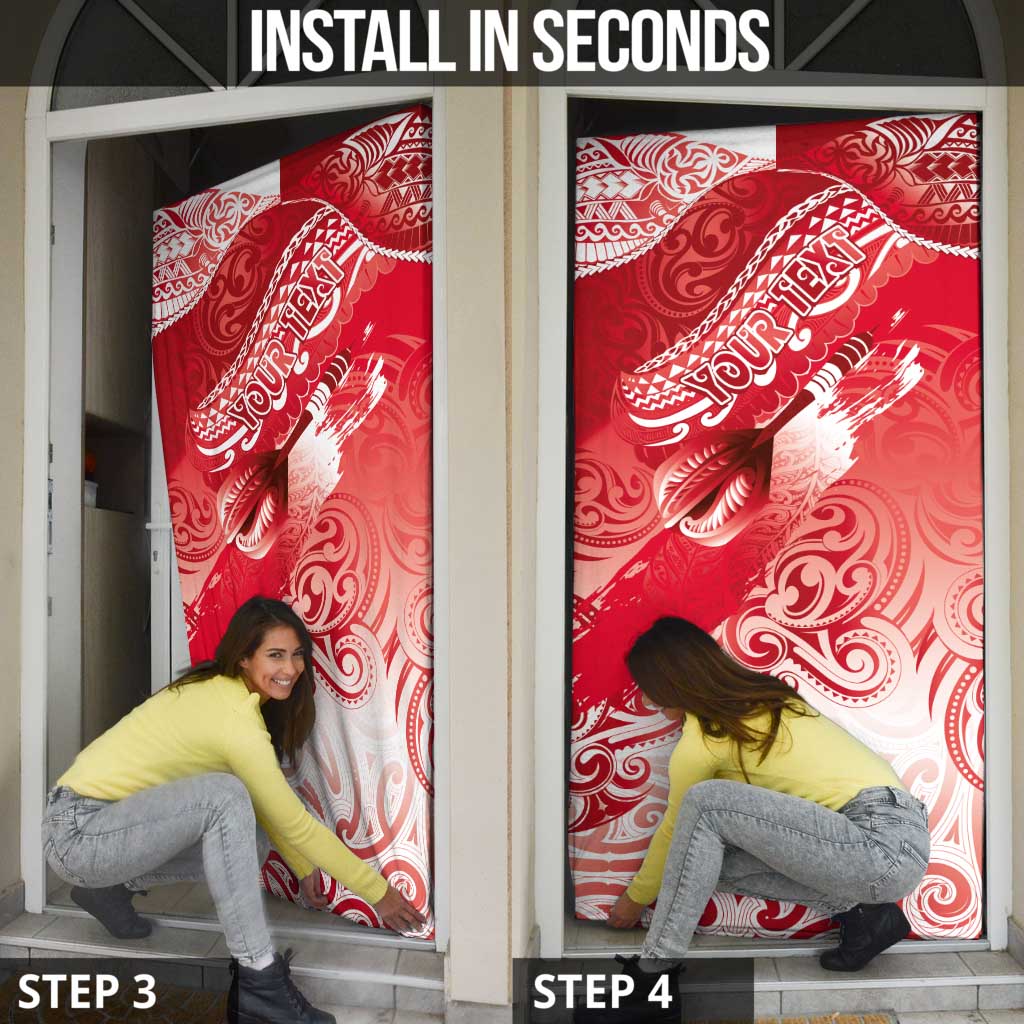 Personalised New Zealand Aotearoa Darts Masters Door Cover Maori Art Tattoo with Tribal Dart Symbol Red LT03 - Polynesian Pride