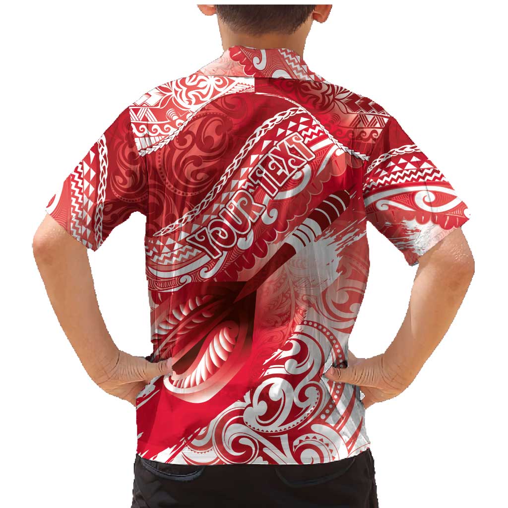 Personalised New Zealand Aotearoa Darts Masters Family Matching Mermaid Dress and Hawaiian Shirt Maori Art Tattoo with Tribal Dart Symbol Red LT03 - Polynesian Pride