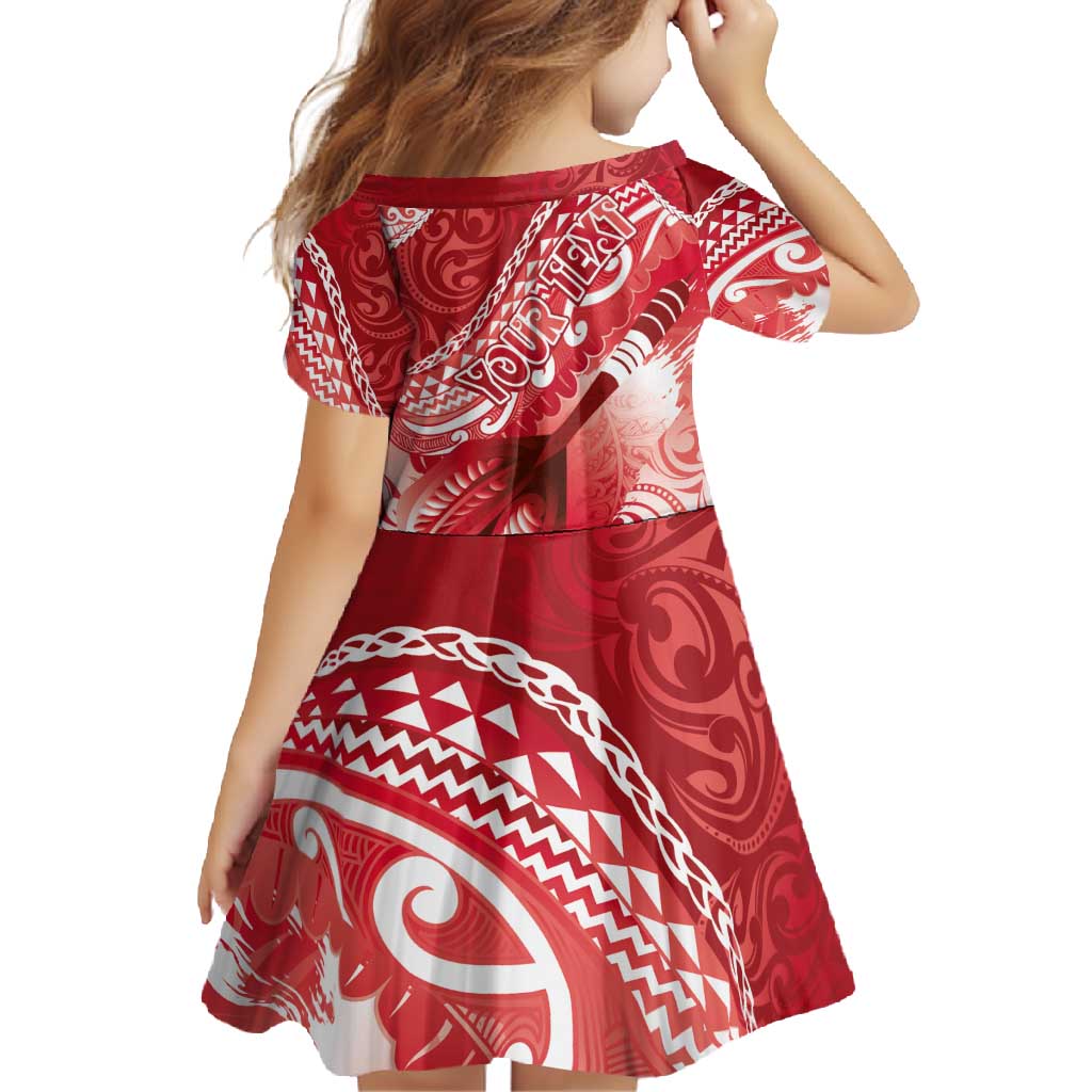 Personalised New Zealand Aotearoa Darts Masters Family Matching Mermaid Dress and Hawaiian Shirt Maori Art Tattoo with Tribal Dart Symbol Red LT03 - Polynesian Pride