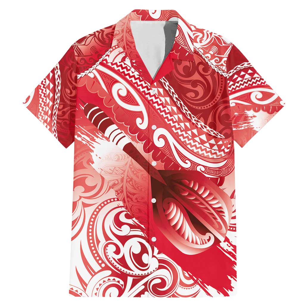 Personalised New Zealand Aotearoa Darts Masters Family Matching Mermaid Dress and Hawaiian Shirt Maori Art Tattoo with Tribal Dart Symbol Red LT03 Dad's Shirt - Short Sleeve Red - Polynesian Pride