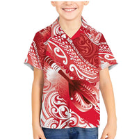 Personalised New Zealand Aotearoa Darts Masters Family Matching Mermaid Dress and Hawaiian Shirt Maori Art Tattoo with Tribal Dart Symbol Red LT03 Son's Shirt Red - Polynesian Pride