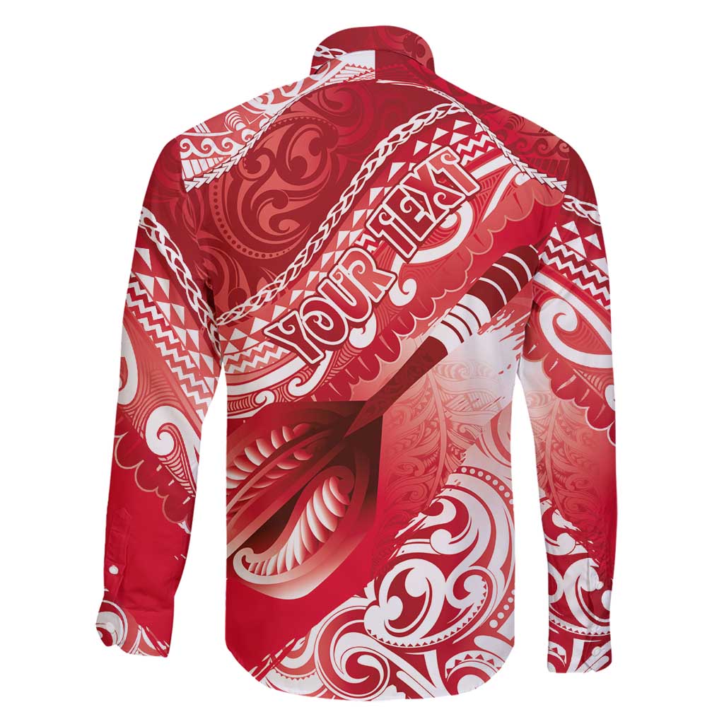 Personalised New Zealand Aotearoa Darts Masters Family Matching Off Shoulder Maxi Dress and Hawaiian Shirt Maori Art Tattoo with Tribal Dart Symbol Red LT03 - Polynesian Pride