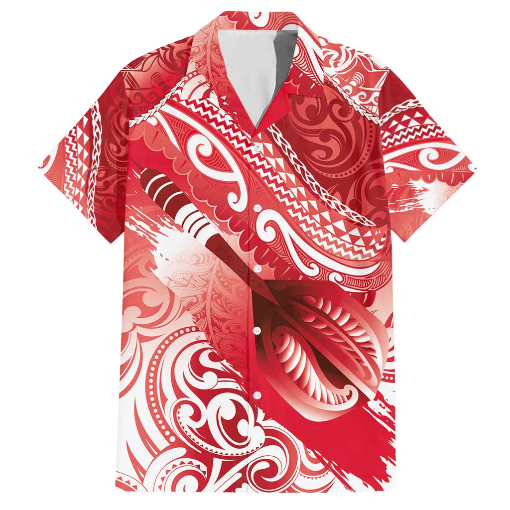 Personalised New Zealand Aotearoa Darts Masters Family Matching Puletasi and Hawaiian Shirt Maori Art Tattoo with Tribal Dart Symbol Red LT03 Dad's Shirt - Short Sleeve Red - Polynesian Pride
