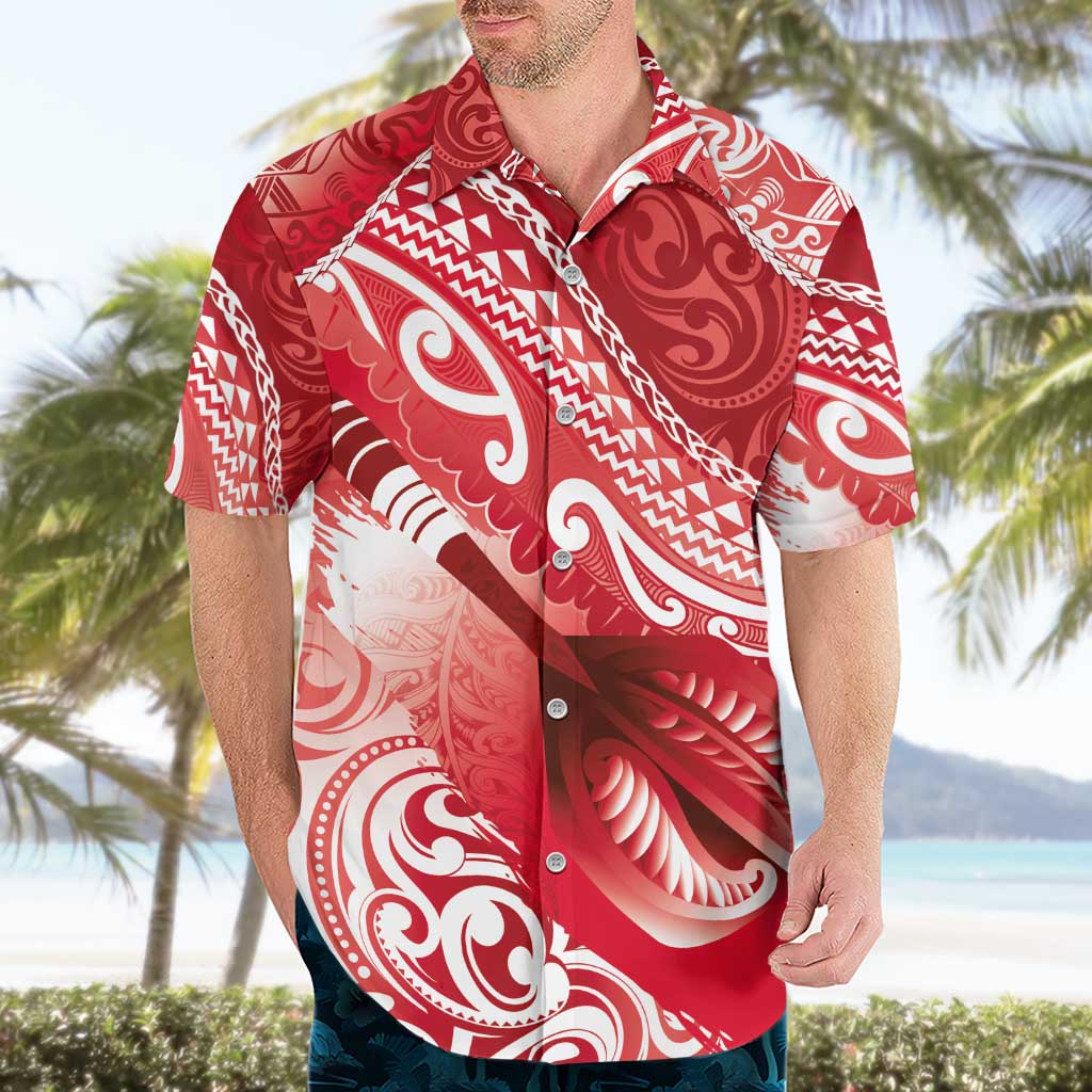 Personalised New Zealand Aotearoa Darts Masters Hawaiian Shirt Maori Art Tattoo with Tribal Dart Symbol Red LT03 - Polynesian Pride