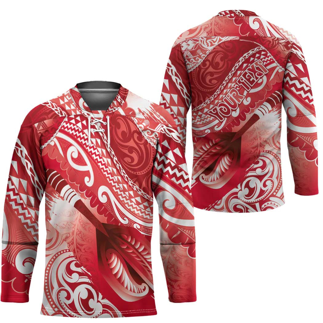 Personalised New Zealand Aotearoa Darts Masters Hockey Jersey Maori Art Tattoo with Tribal Dart Symbol Red LT03 - Polynesian Pride