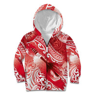 Personalised New Zealand Aotearoa Darts Masters Kid Hoodie Maori Art Tattoo with Tribal Dart Symbol Red LT03 Zip Hoodie Red - Polynesian Pride