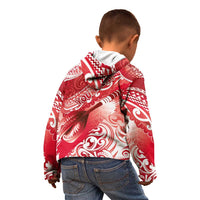 Personalised New Zealand Aotearoa Darts Masters Kid Hoodie Maori Art Tattoo with Tribal Dart Symbol Red LT03 - Polynesian Pride