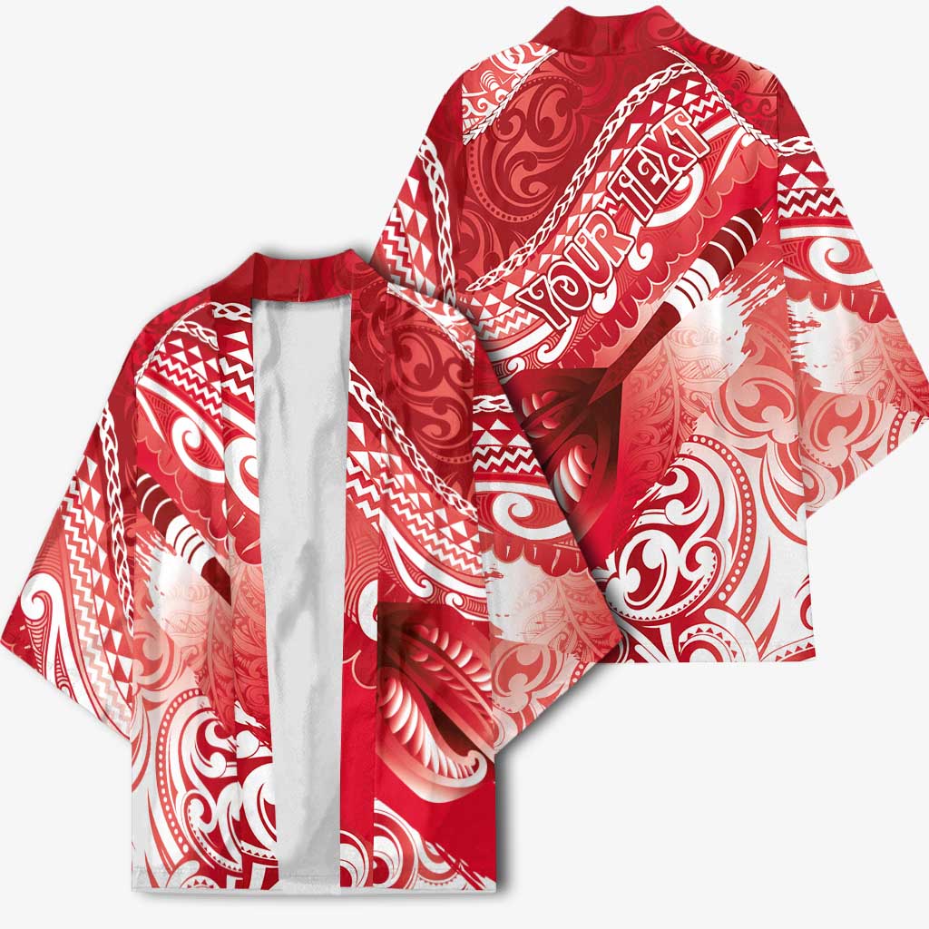 Personalised New Zealand Aotearoa Darts Masters Kimono Maori Art Tattoo with Tribal Dart Symbol Red LT03 - Polynesian Pride