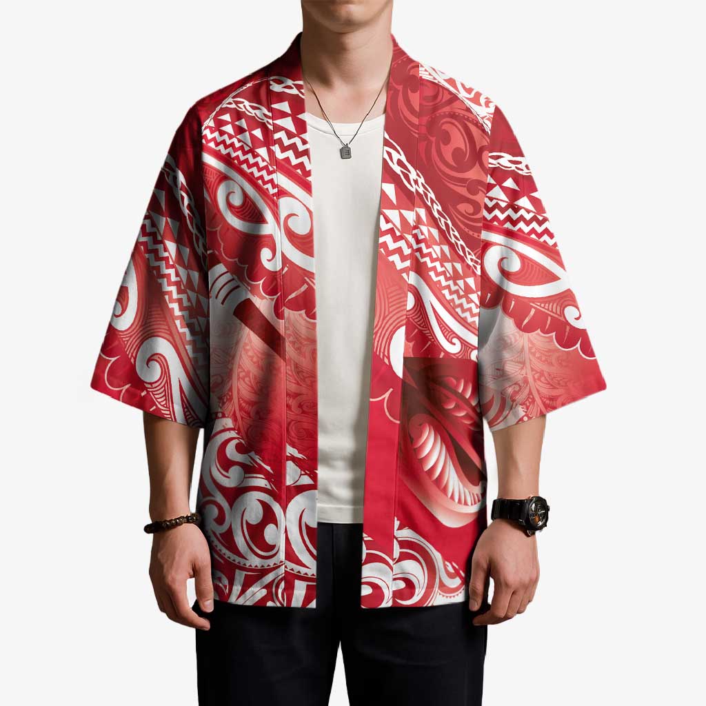 Personalised New Zealand Aotearoa Darts Masters Kimono Maori Art Tattoo with Tribal Dart Symbol Red LT03 - Polynesian Pride