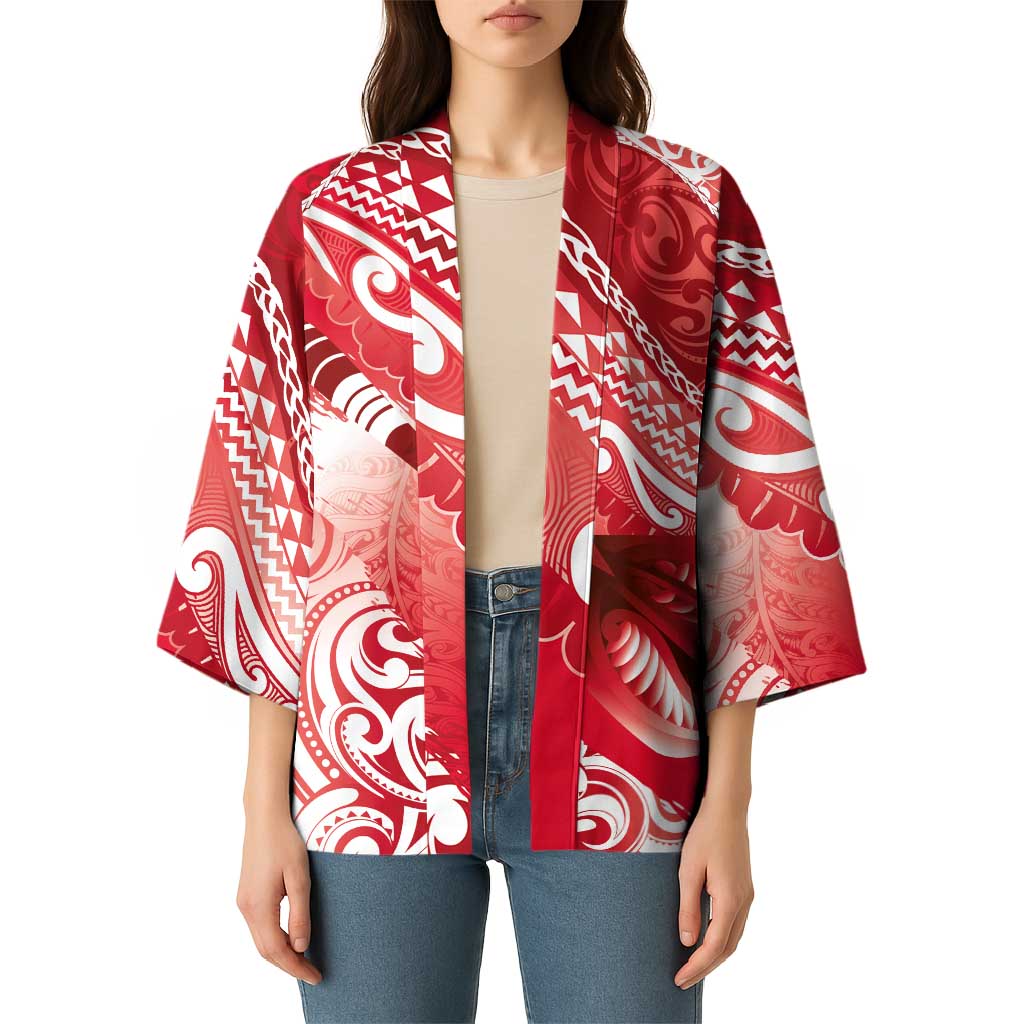 Personalised New Zealand Aotearoa Darts Masters Kimono Maori Art Tattoo with Tribal Dart Symbol Red LT03 - Polynesian Pride