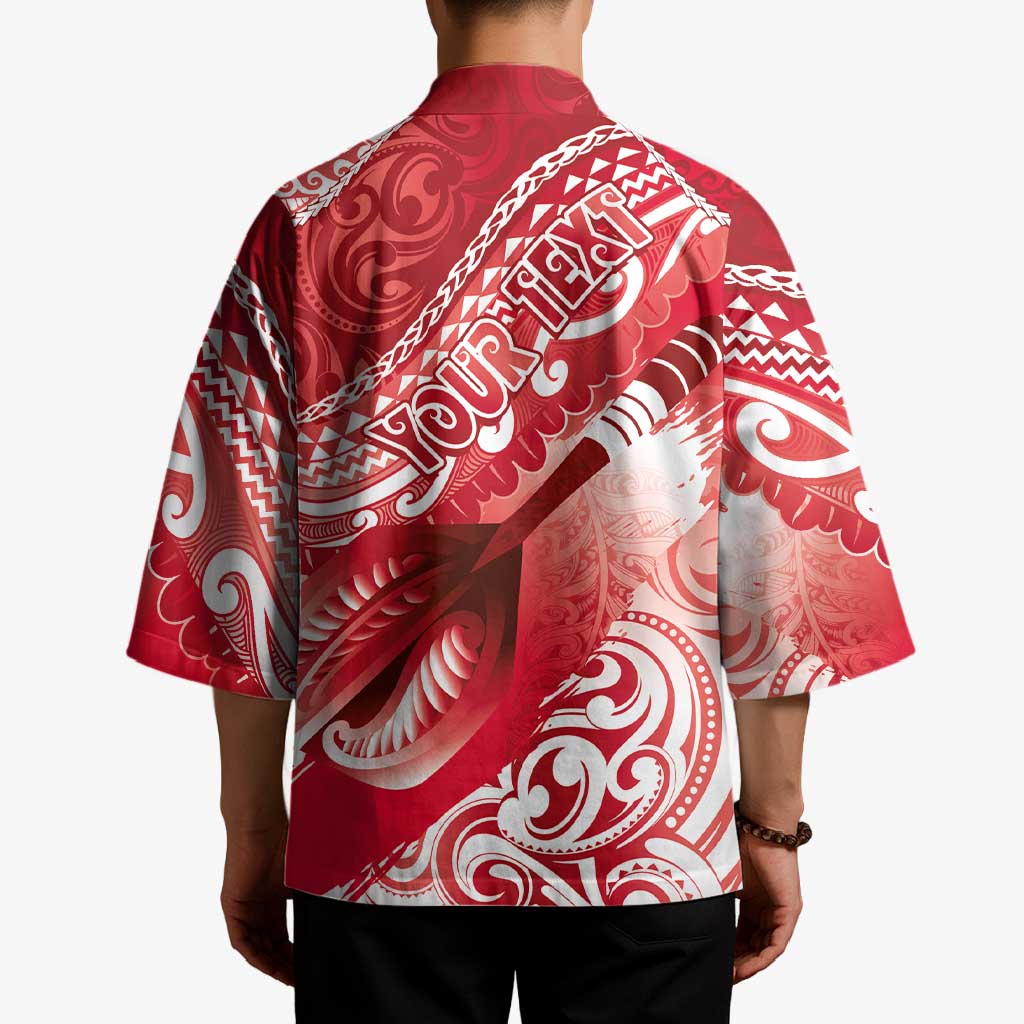 Personalised New Zealand Aotearoa Darts Masters Kimono Maori Art Tattoo with Tribal Dart Symbol Red LT03 - Polynesian Pride