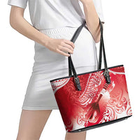 Personalised New Zealand Aotearoa Darts Masters Leather Tote Bag Maori Art Tattoo with Tribal Dart Symbol Red LT03 - Polynesian Pride